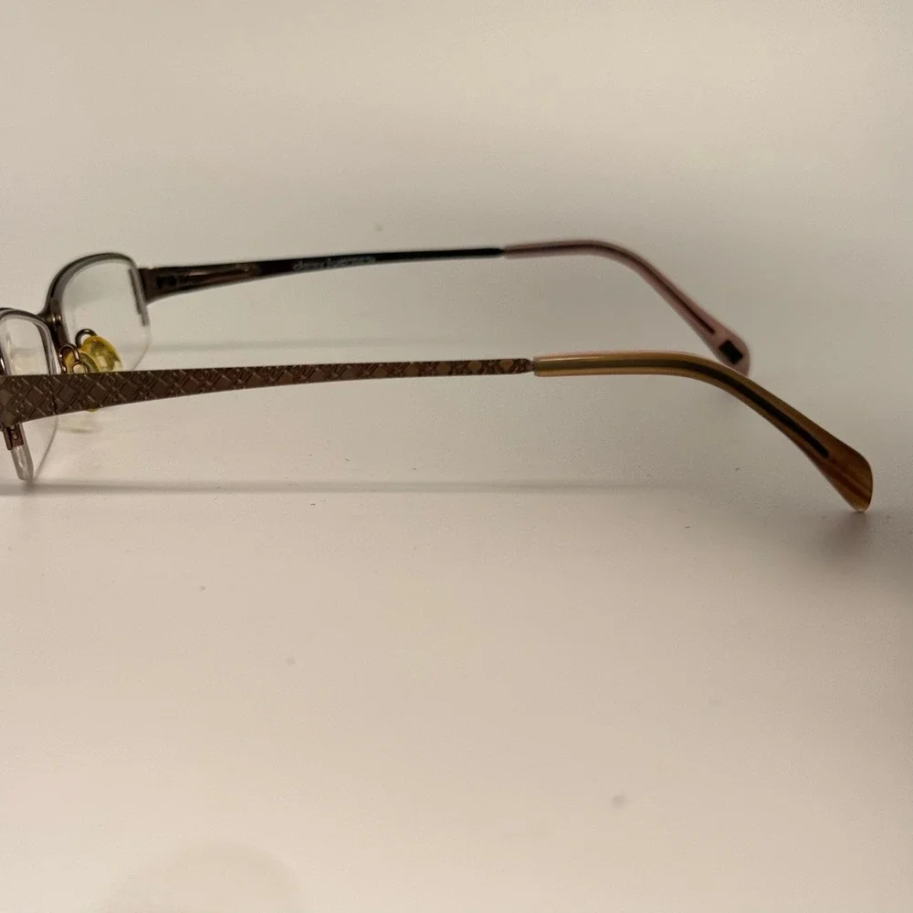 Clarisa 186 Brown Metal Semi Rimless Eyeglass Frames 51-16-135 Rectangular